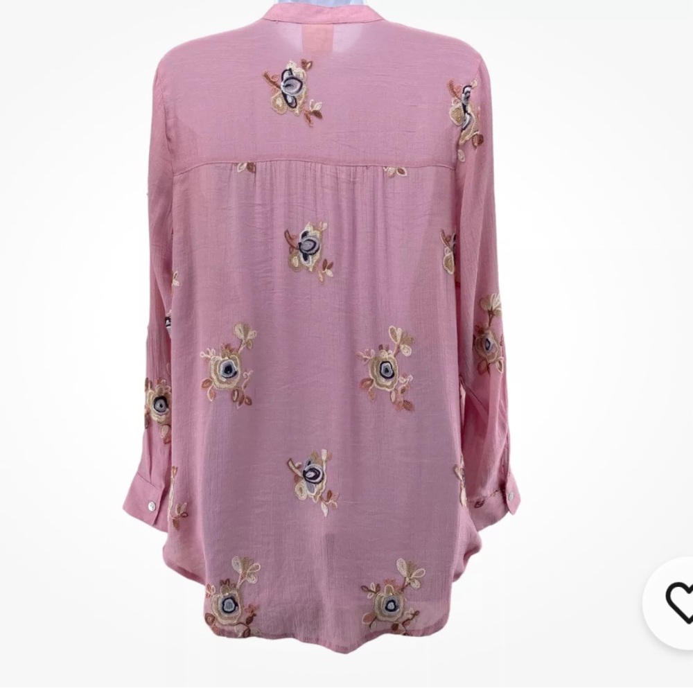 NWOT Anthro’s Fig and Flower Mauvy Pink Floral Embroidered Tunic Top Size S - Picture 4 of 7